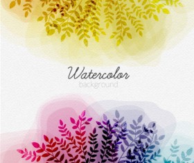 Tree branches with watercolor background vector