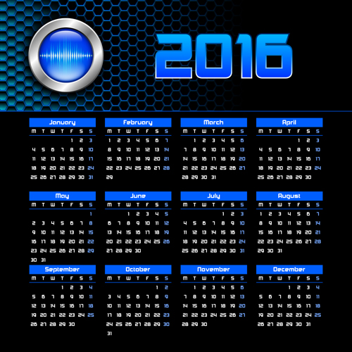 Vector grid calendar 2016 design material 07