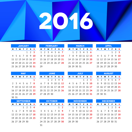 Vector grid calendar 2016 design material 08