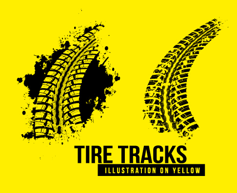 Vintage tire tracks art backgrounds vector