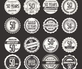 Vintage anniversary labels set vector 05