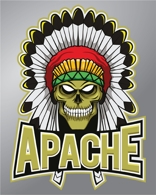 Vintage apache logo vector material 01
