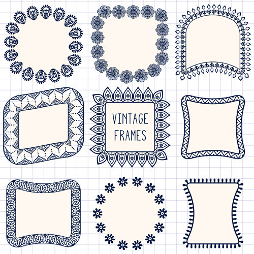 Vintage floral frames vectors 03