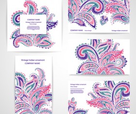 Vintage indian ornament pattern cards vector 01