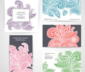 Vintage indian ornament pattern cards vector 02
