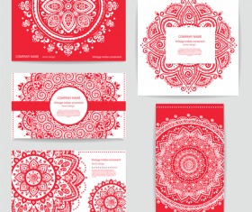 Vintage indian ornament pattern cards vector 03