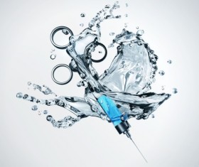 Water effects with syringe psd background