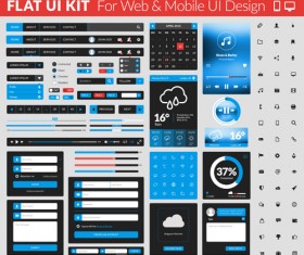 Website with mobile flat UI design vector 02