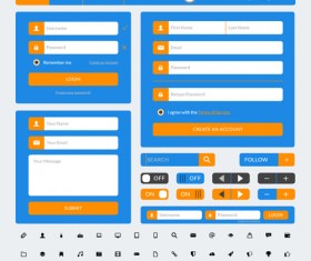 Website with mobile flat UI design vector 03