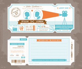 Wedding Invitation ticket template vector 02