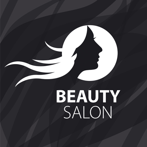 Woman head with beauty salon logos vector 02