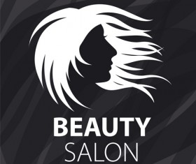 Woman head with beauty salon logos vector 04