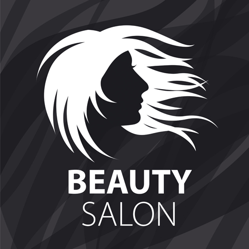 Woman head with beauty salon logos vector 04