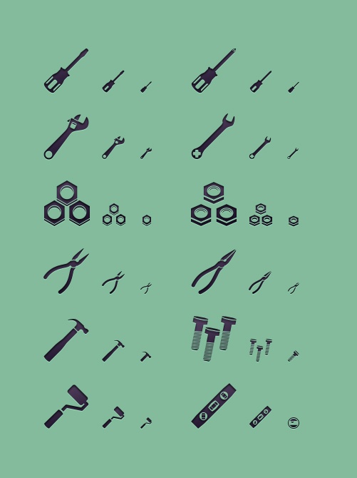 Working tools black icons
