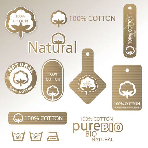 100% cotton premium quality labels vector 02