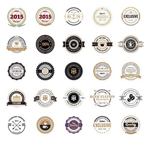 2015 Quality labels with badge vectors