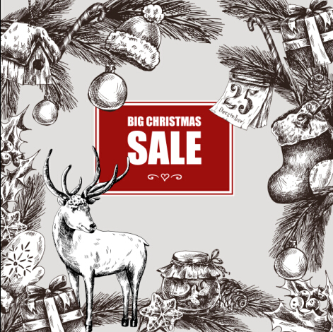 2016 Christmas big sale hand drawn vector 06