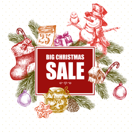 2016 Christmas big sale hand drawn vector 07