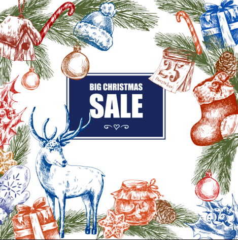 2016 Christmas big sale hand drawn vector 08