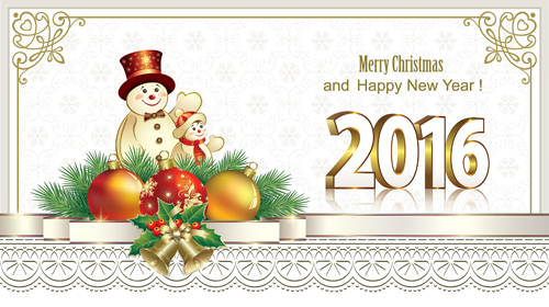 2016 Christmas new year gold background vectors 03