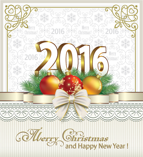 2016 Christmas new year gold background vectors 04