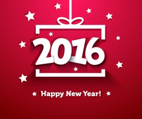 2016 Happy New Year red background vector 02
