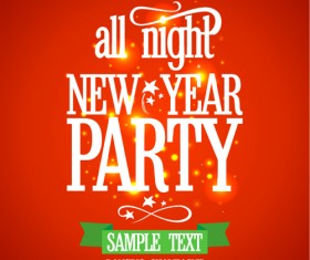 2016 New year party poster with red background vector