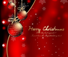 2016 christmas baubles with red background vector