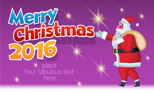 2016 merry christmas with funny santa vector design 01