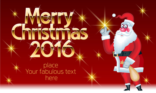 2016 merry christmas with funny santa vector design 02