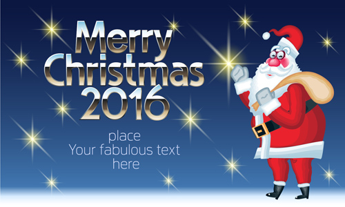 2016 merry christmas with funny santa vector design 03