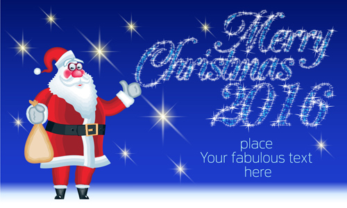 2016 merry christmas with funny santa vector design 04