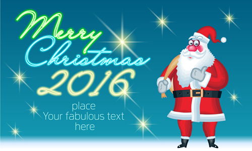 2016 merry christmas with funny santa vector design 05