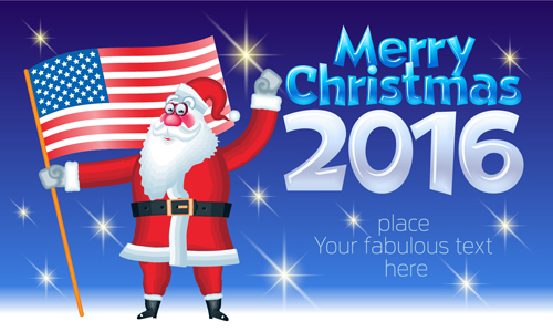 2016 merry christmas with funny santa vector design 07