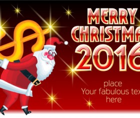 2016 merry christmas with funny santa vector design 09