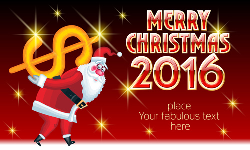 2016 merry christmas with funny santa vector design 09