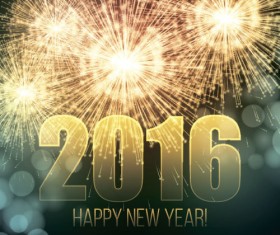 2016 new year with firework background vector 02