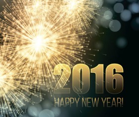 2016 new year with firework background vector 03