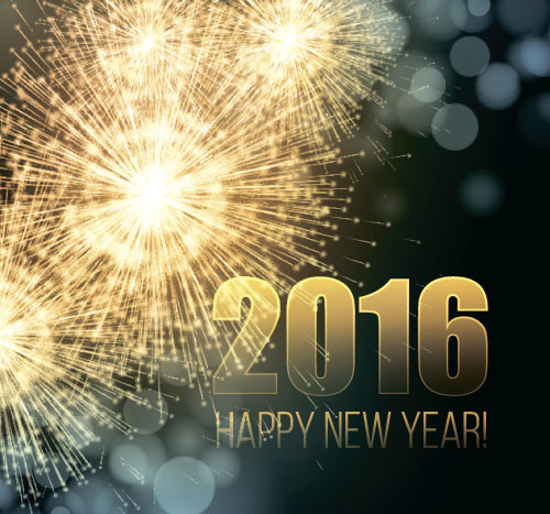 2016 new year with firework background vector 03