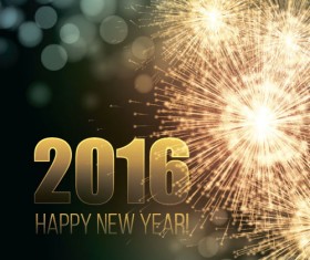 2016 new year with firework background vector 04