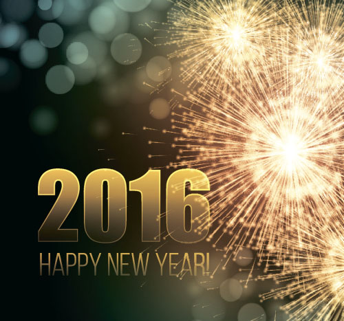 2016 new year with firework background vector 04