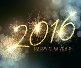2016 new year with firework background vector 05