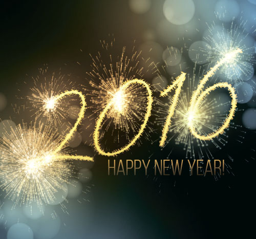 2016 new year with firework background vector 05