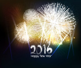 2016 new year with firework background vector 06