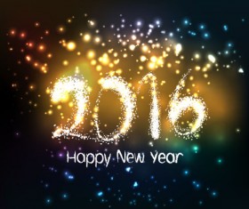 2016 new year with firework background vector 08