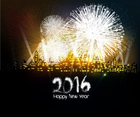 2016 new year with firework background vector 09