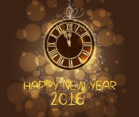 2016 new year with vintage clock vector