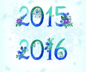 2016 with 2015 watercolor vector art