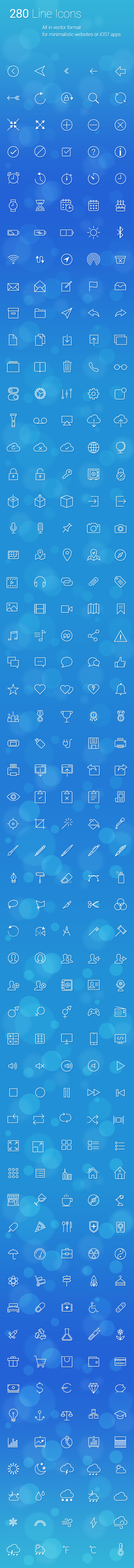 280 line icons IOS7 app material