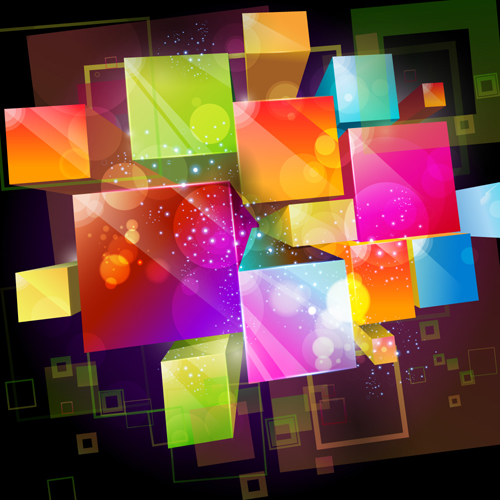 3D Cube background vector material
